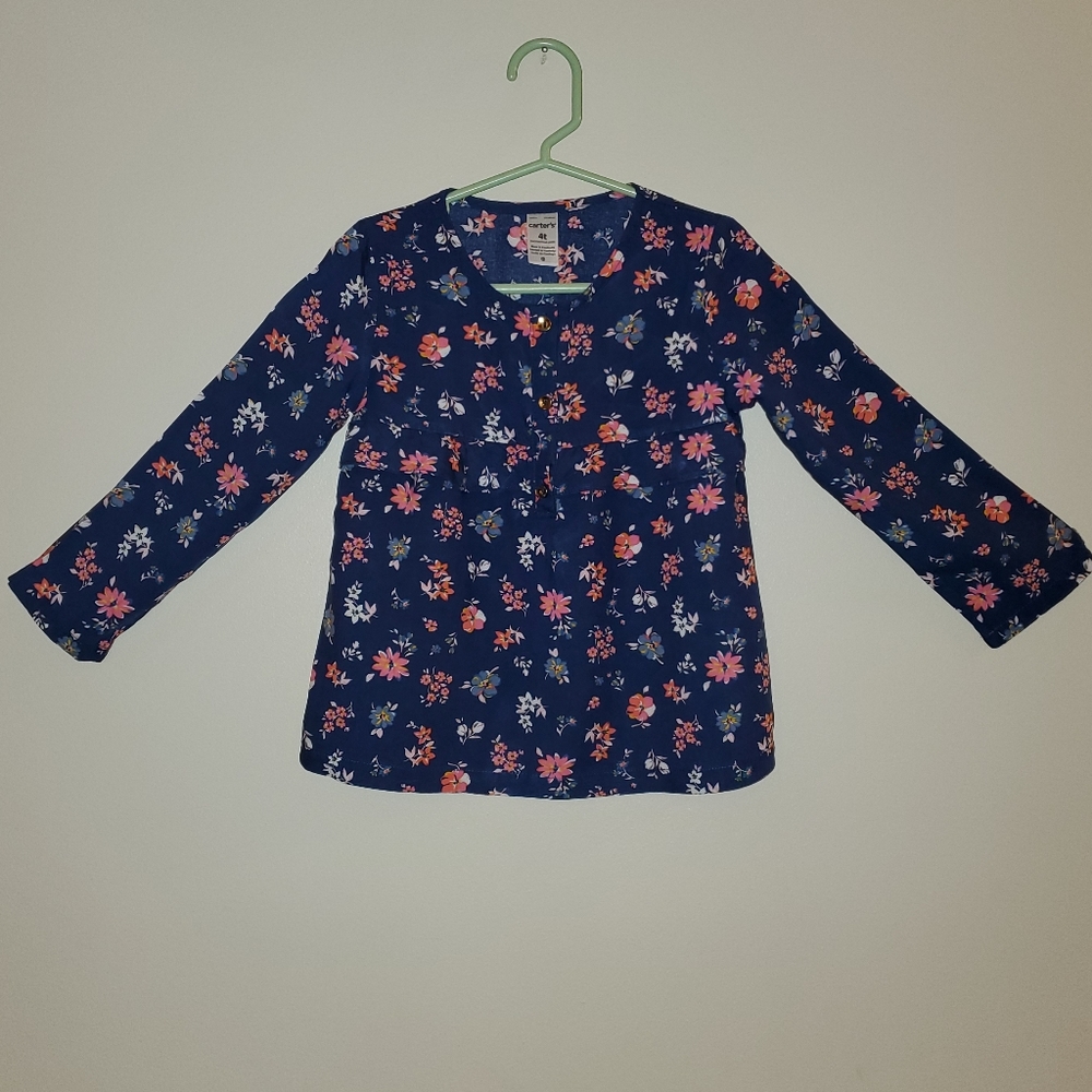 Carter's Floral Long Sleeved Top Girls 4T